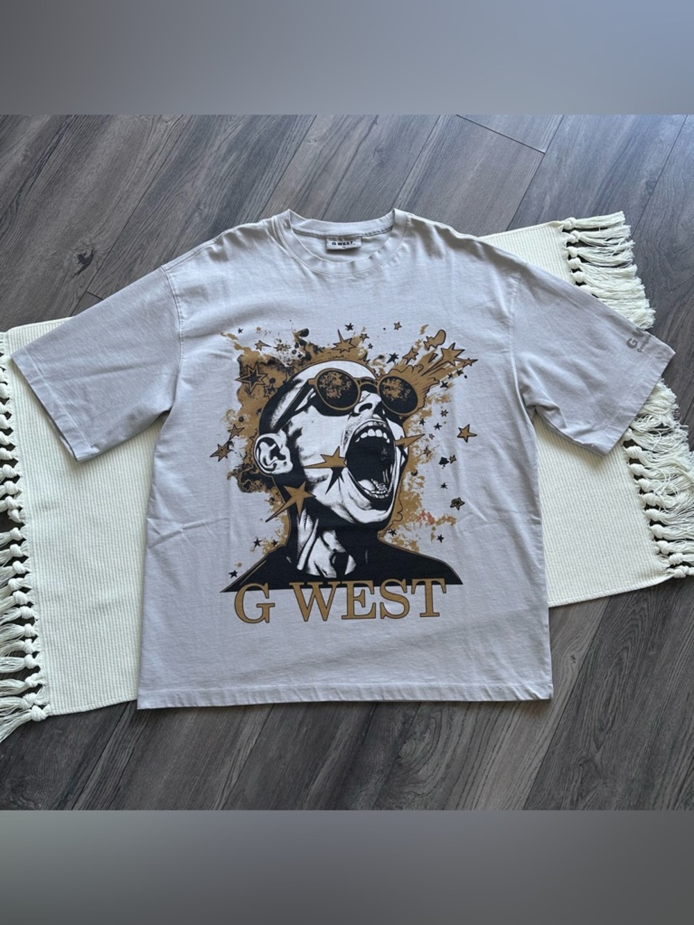 G WEST Too Loud Heavy Weight Light Grey Oversized T-shirt